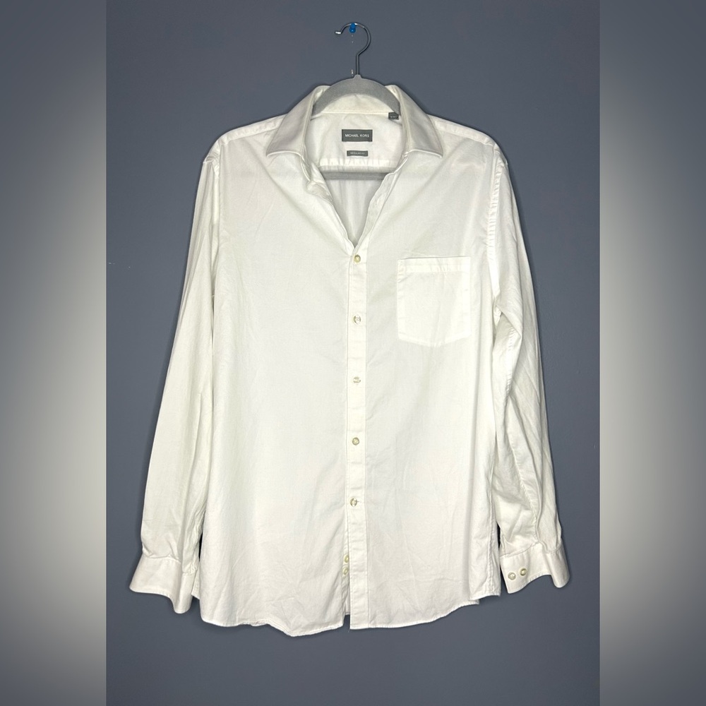 Michael Kors Men's Size L 16 to 16.5 Neck Button Down Dress Shirt Work Office